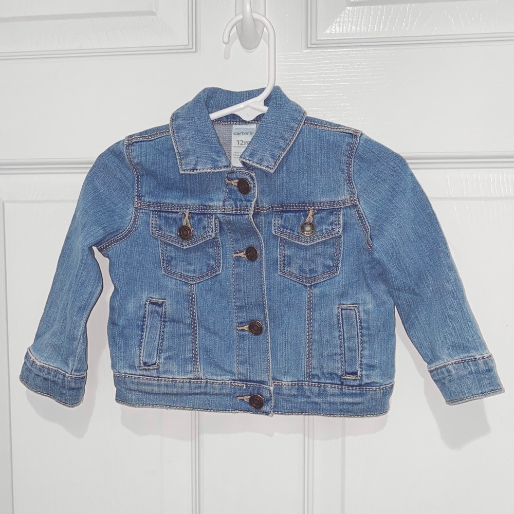 Baby girl blue denim button down jacket. EUC. 💙